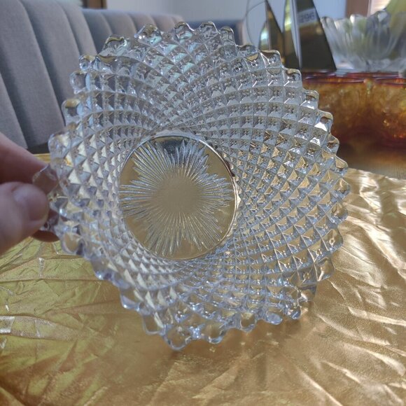 Westmoreland pressed glass bowl with a handkerchief style and hobnail bowl. - Picture 1 of 8